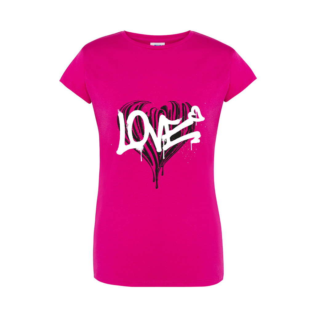  maglietta donna love colore fucsia teelab