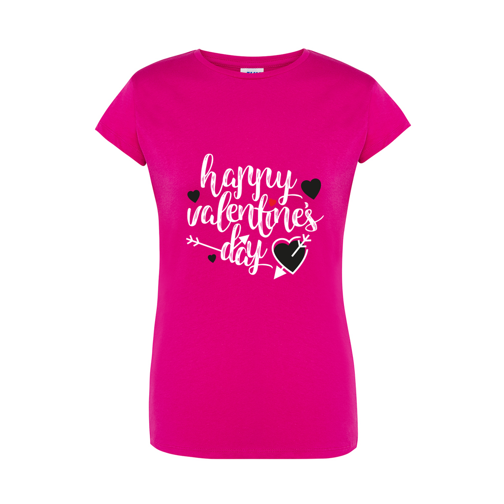 maglietta donna felice san valentino colore fucsia teelab