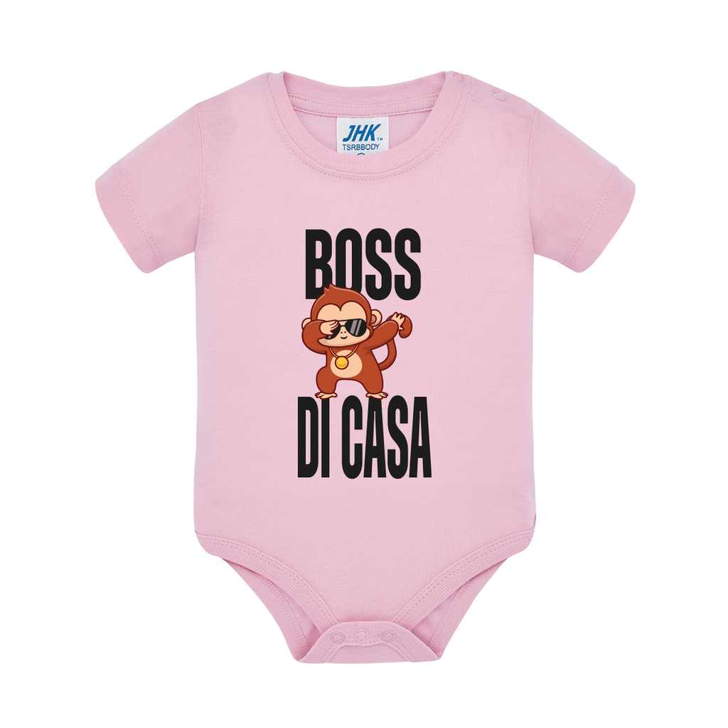 body neonato boss di casa colore pink teelab