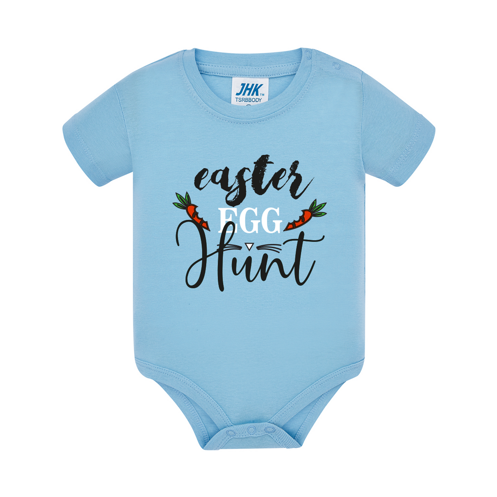 body neonato caccia all'uovo colore celeste teelab