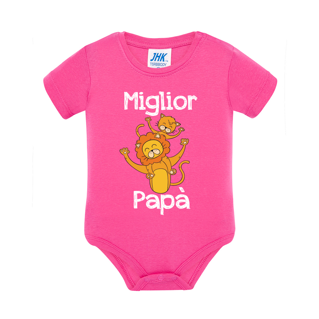 body neonato leone colore fucsia teelab