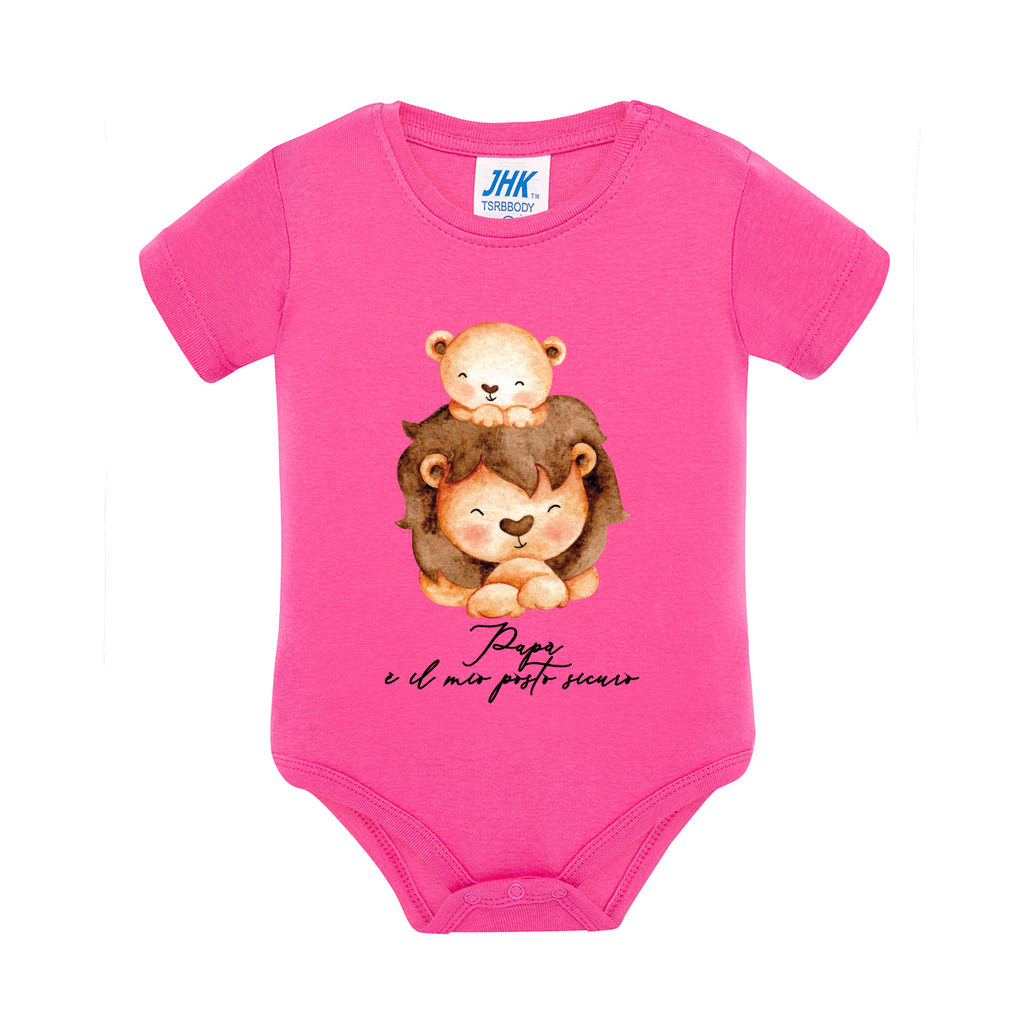 body neonato leoni colore fucsia teelab