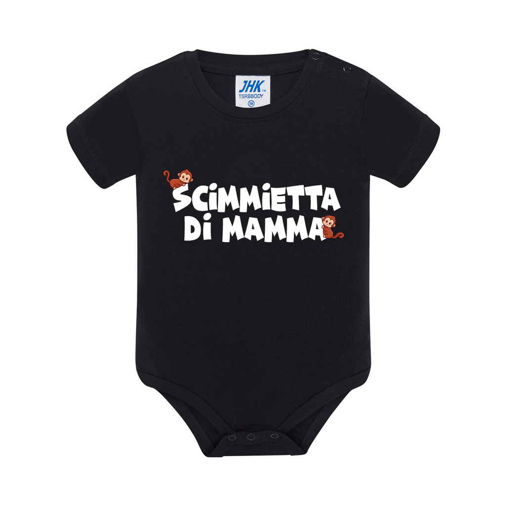 body neonato scimmietta di mamma colore black teelab