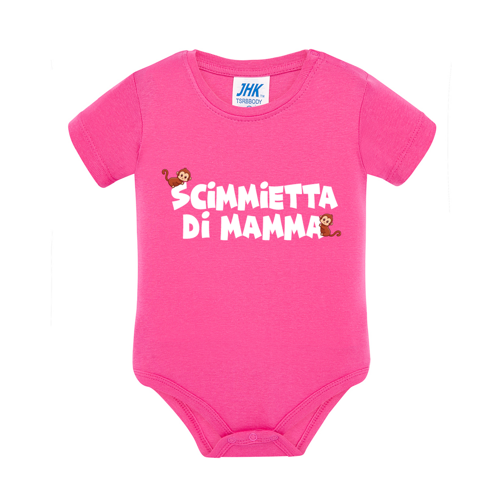 body neonato scimmietta di mamma colore fucsia teelab