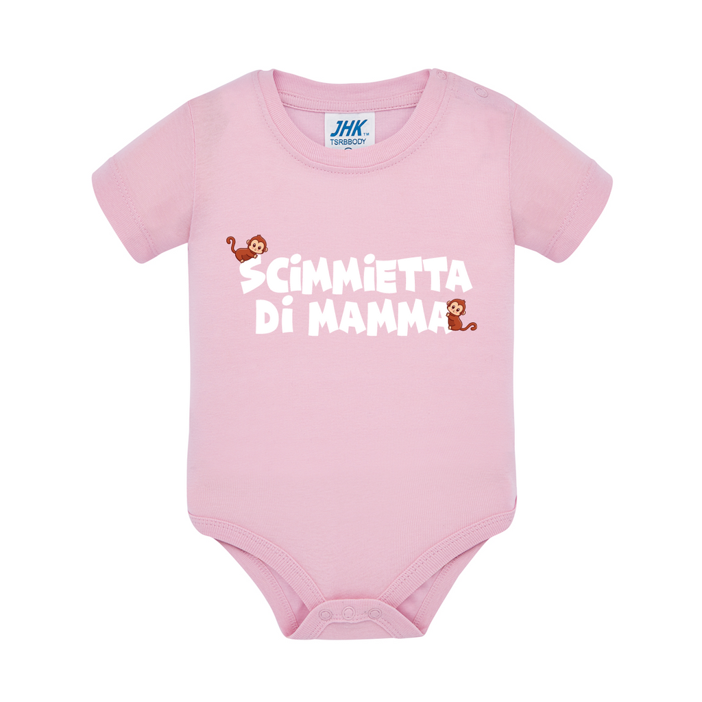 body neonato scimmietta di mamma colore pink teelab
