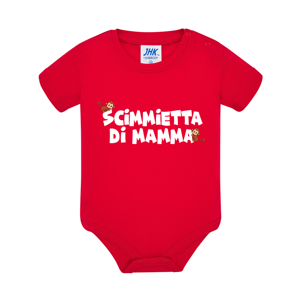 body neonato scimmietta di mamma colore red teelab