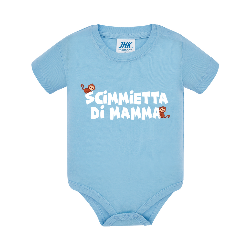 body neonato scimmietta di mamma colore sky teelab