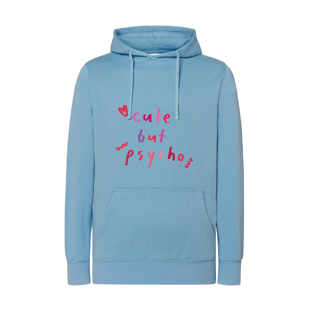 felpa donna cute but psyco colore celeste teelab