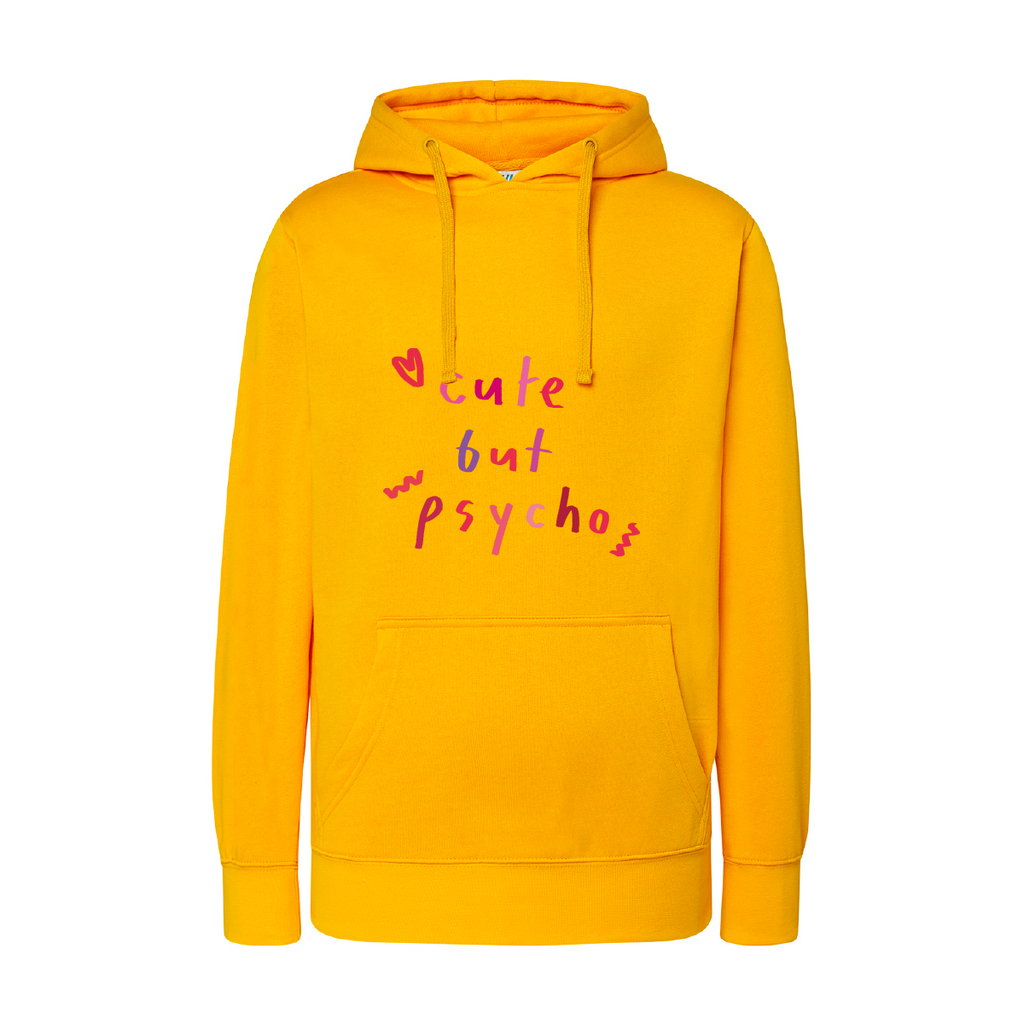 felpa donna cute but psyco colore giallo teelab
