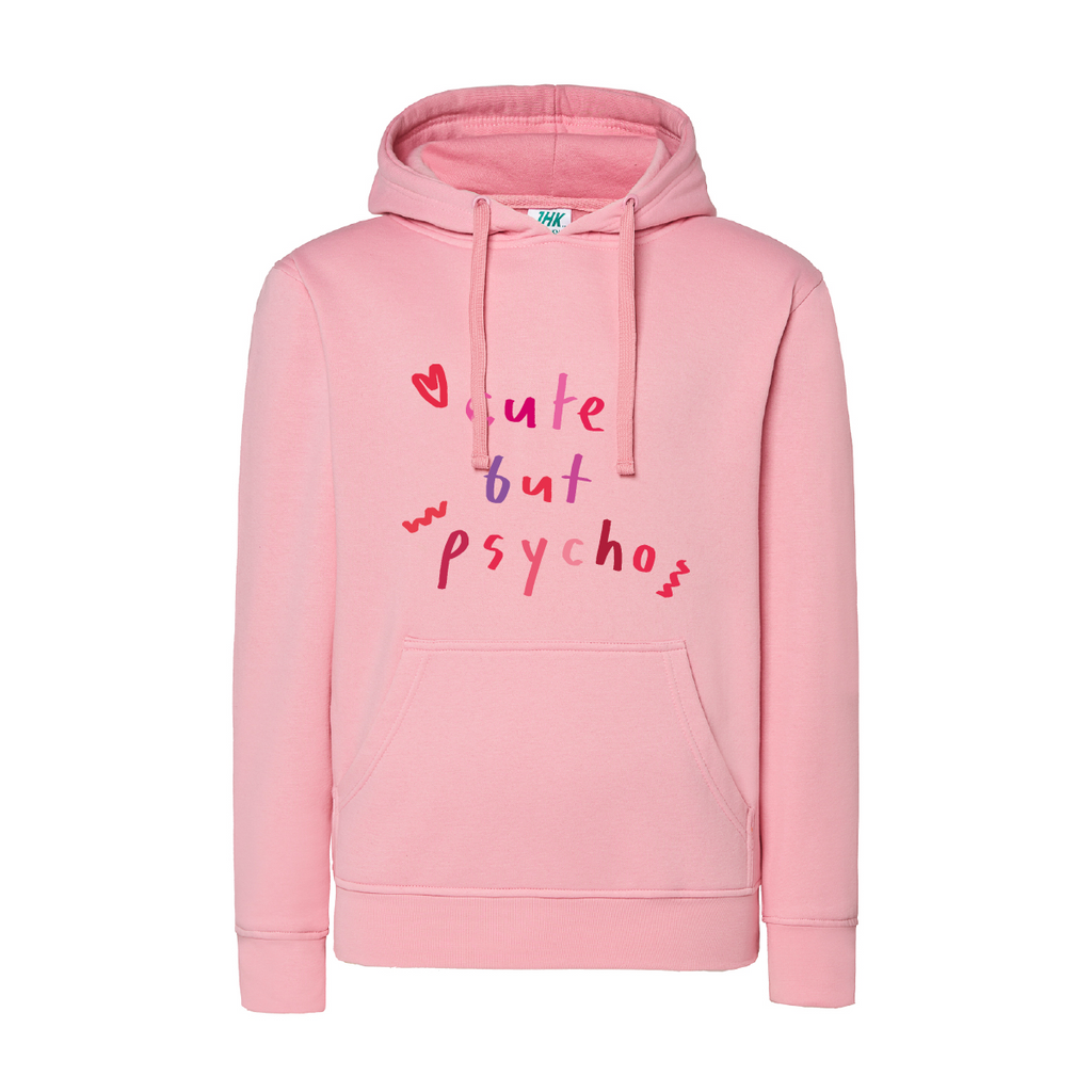 felpa donna cute but psyco colore rosa teelab