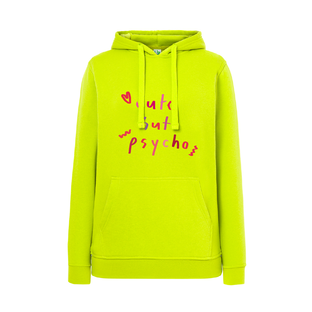 felpa donna cute but psyco colore verde teelab