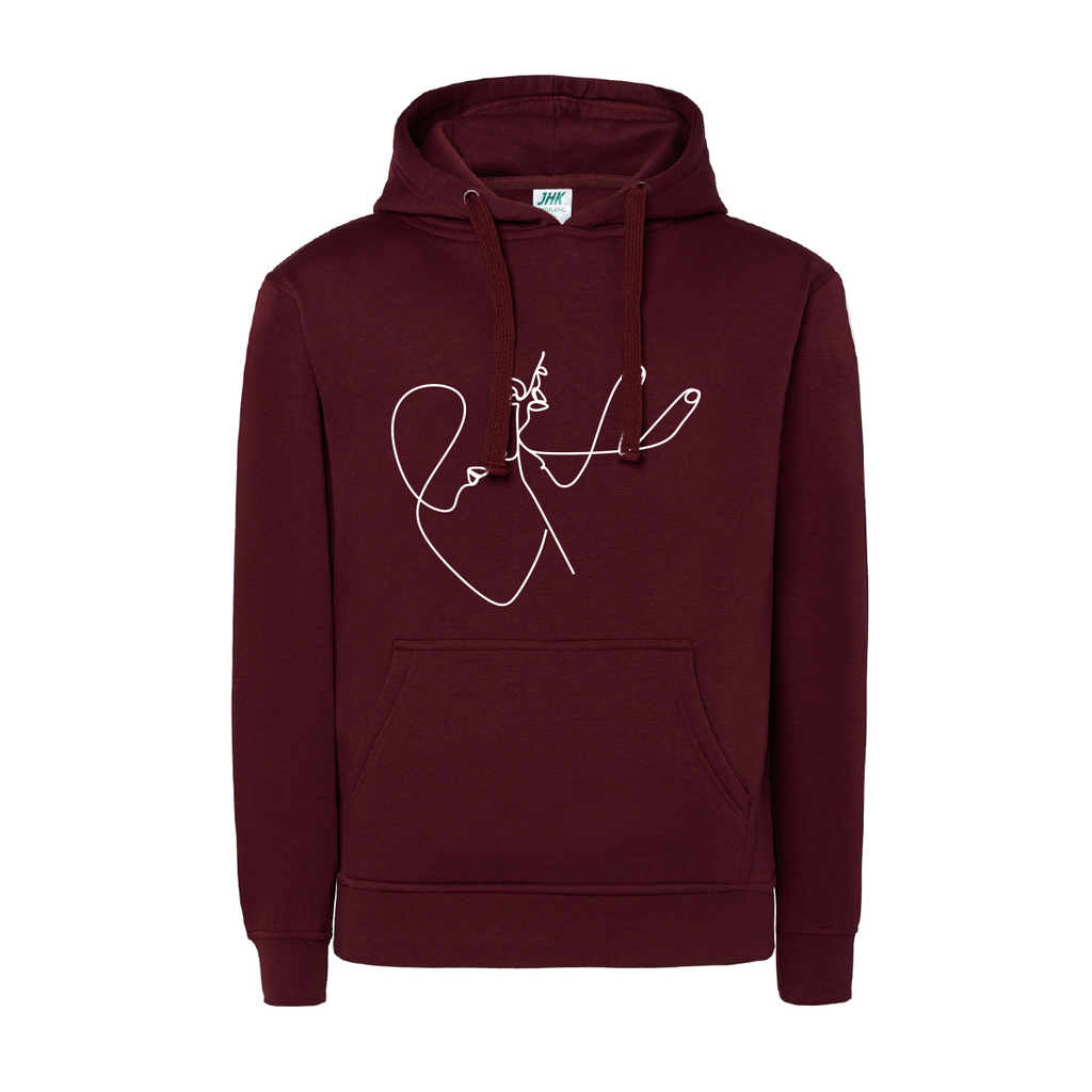 felpa donna love burgundy teelab