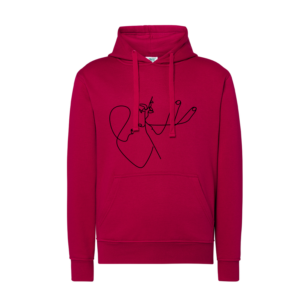 felpa donna love rosso fucsia