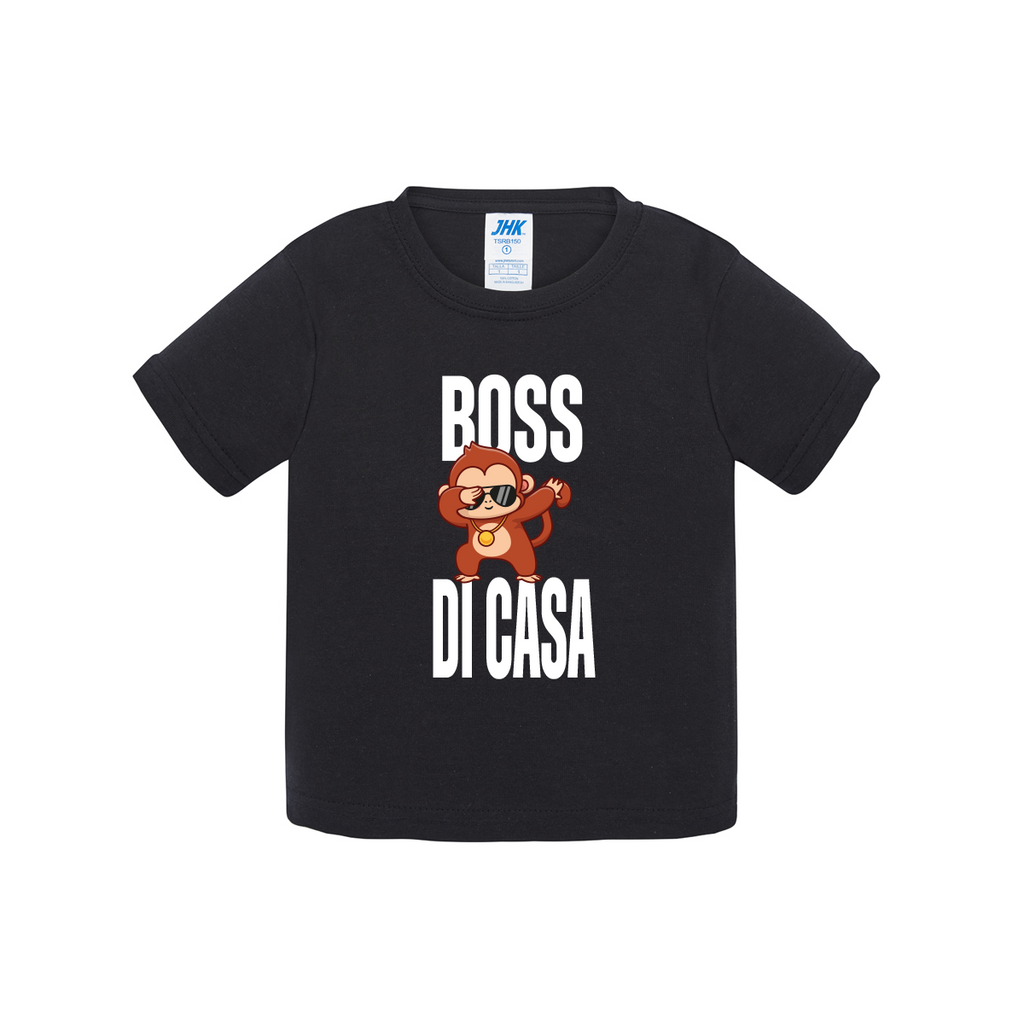 t-shirt neonato boss di casa colore black teelab