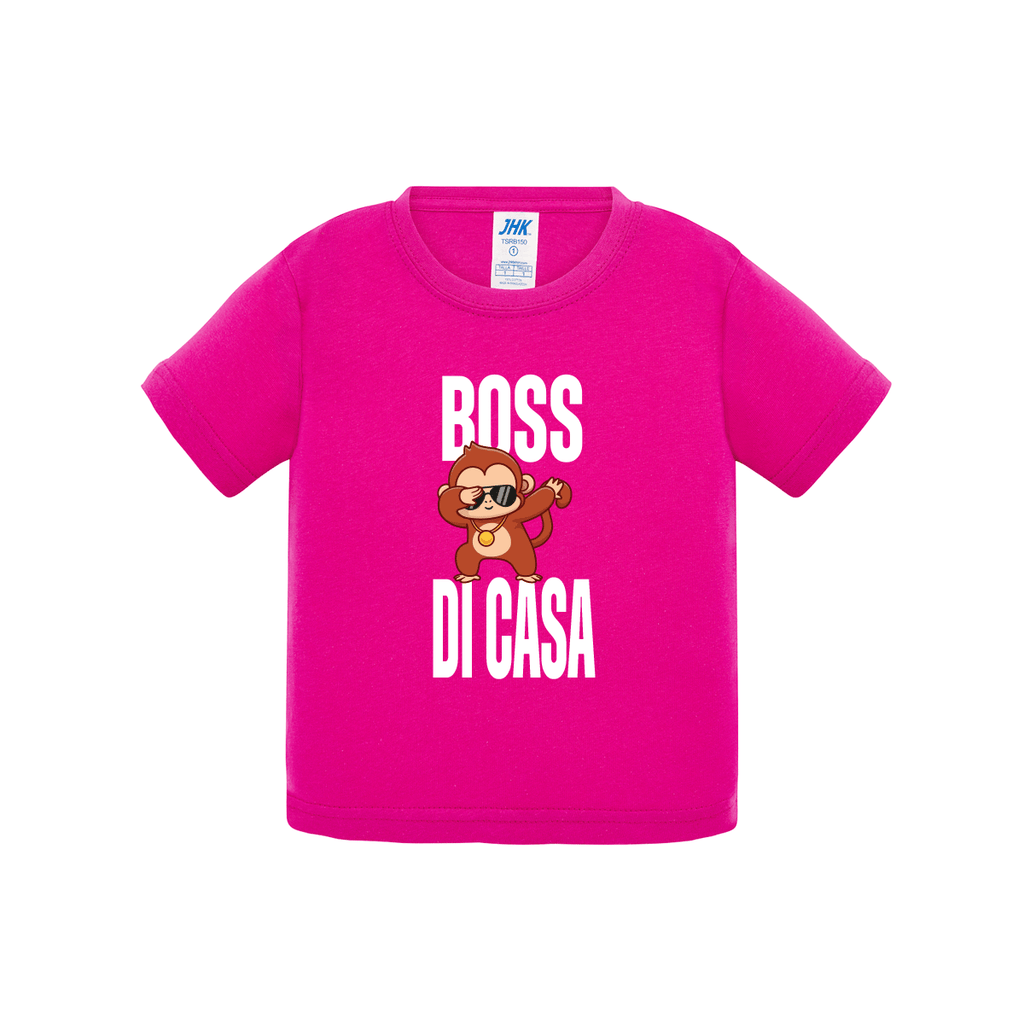 t-shirt neonato boss di casa colore fucsia teelab