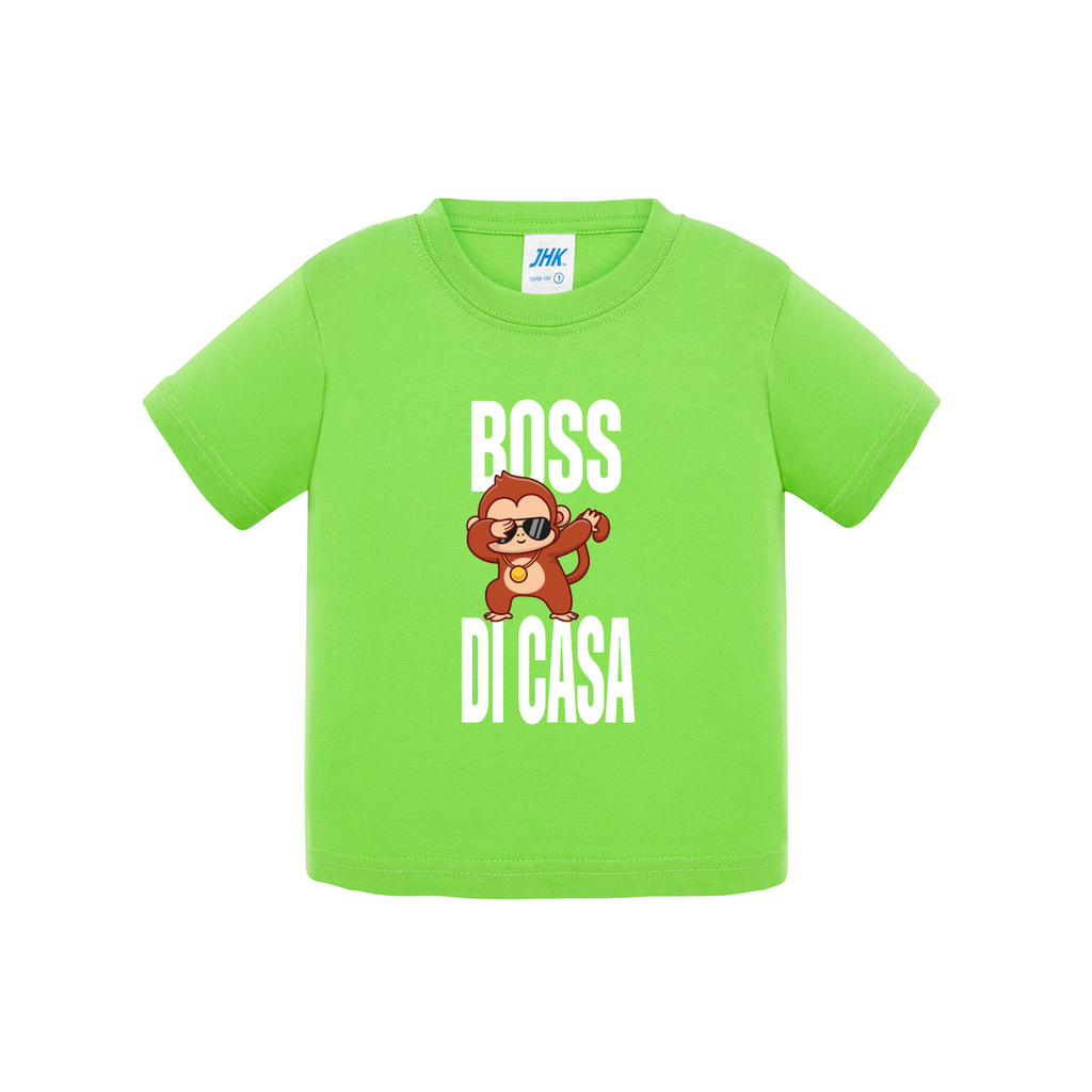 t-shirt neonato boss di casa colore green teelab