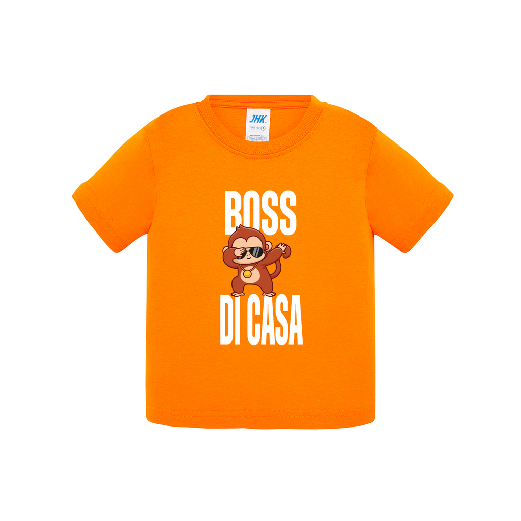 t-shirt neonato boss di casa colore orange teelab