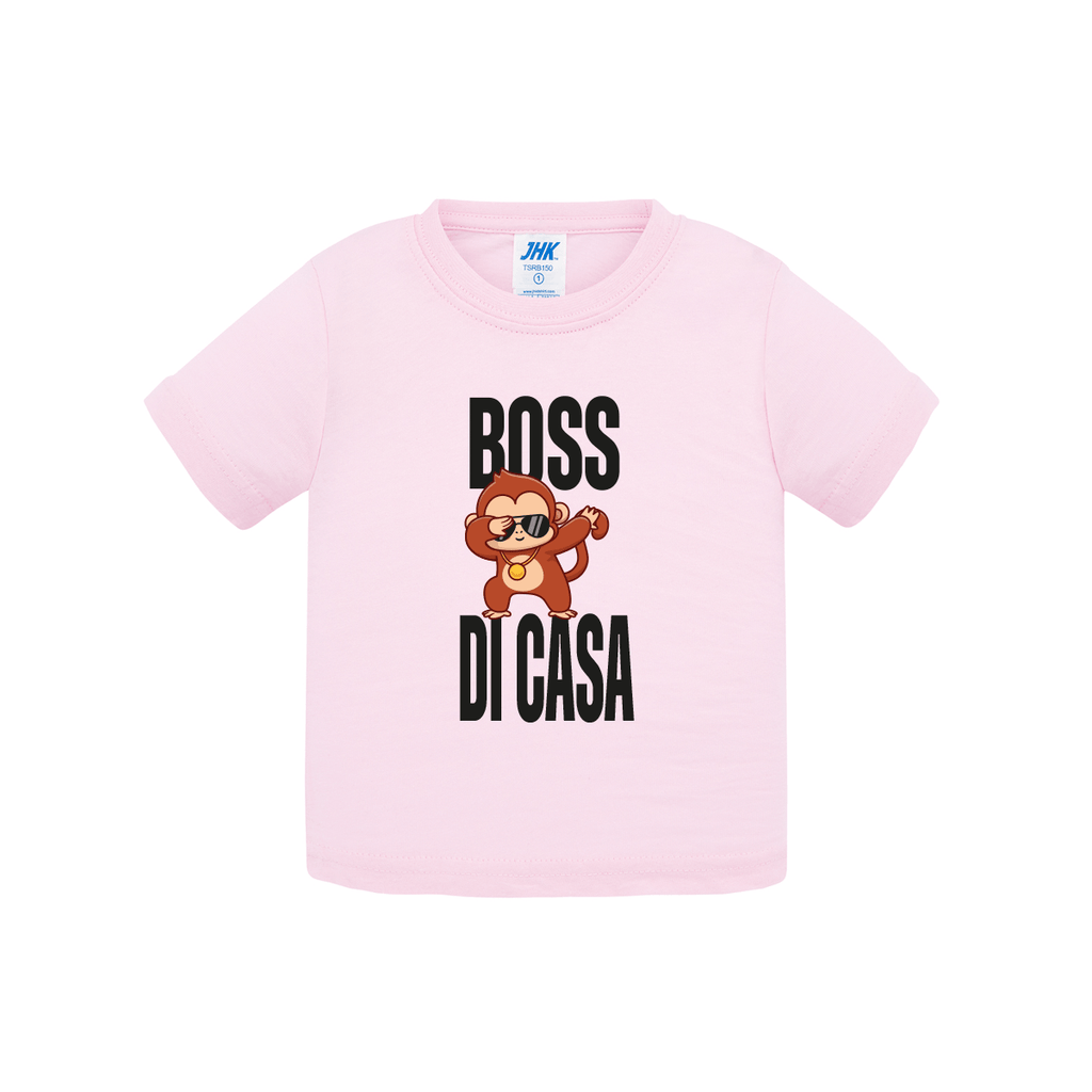 t-shirt neonato boss di casa colore pink teelab