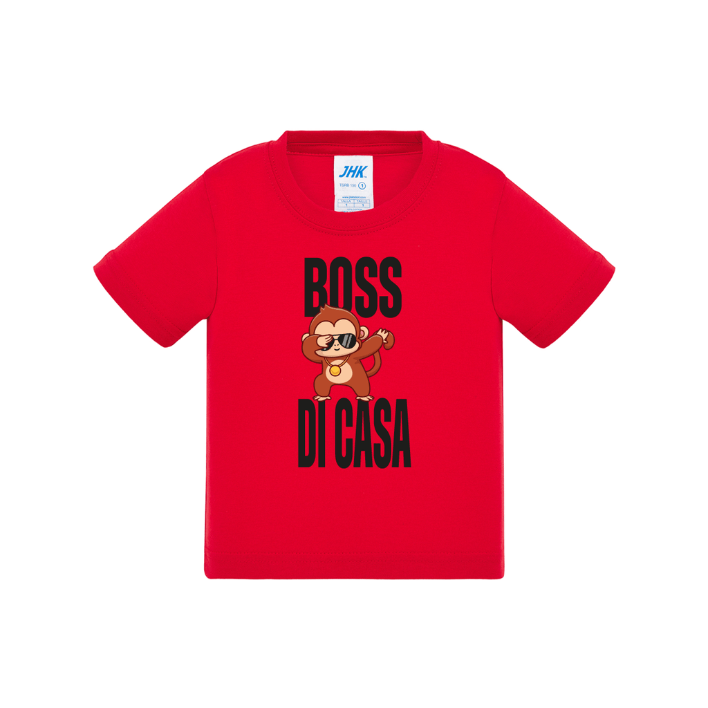 t-shirt neonato boss di casa colore red teelab