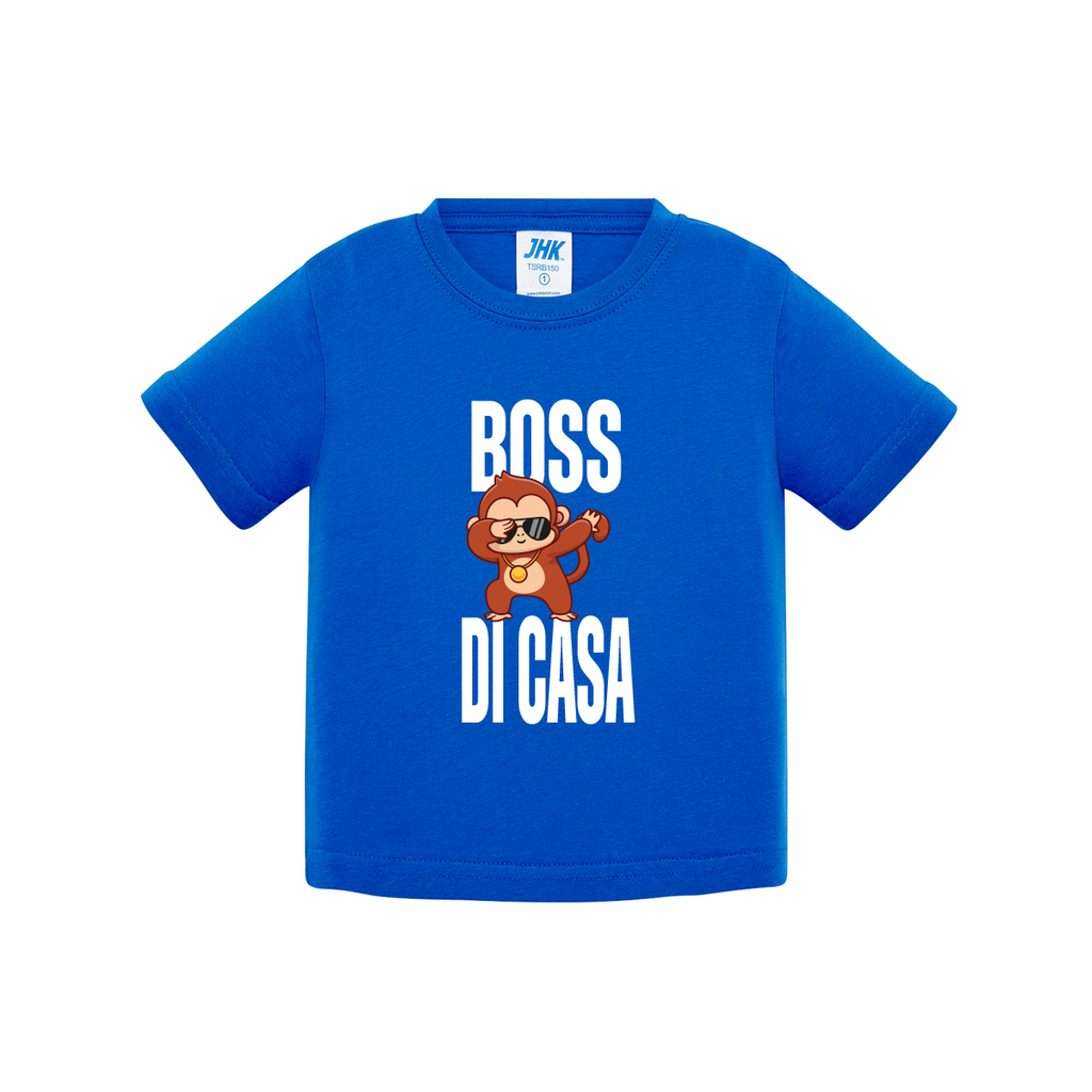 t-shirt neonato boss di casa colore royal blue teelab