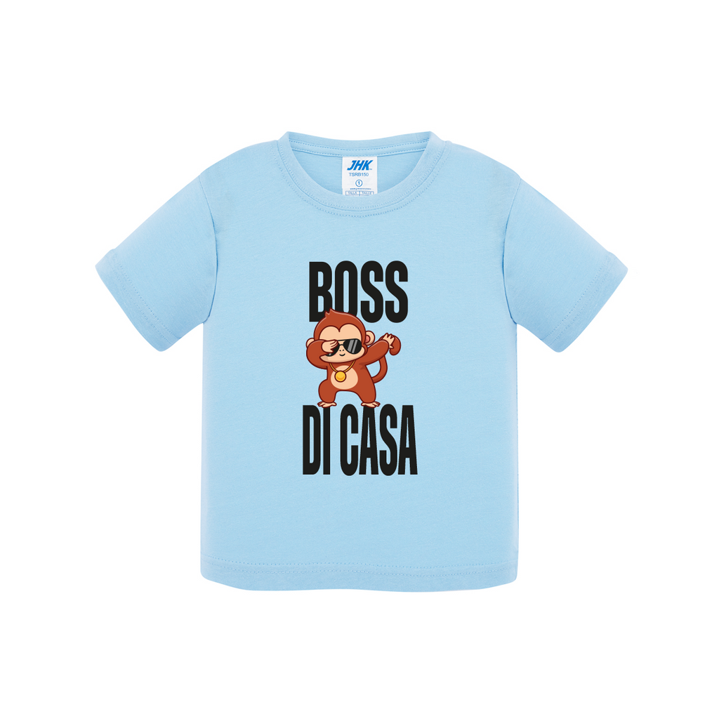 t-shirt neonato boss di casa colore sky teelab