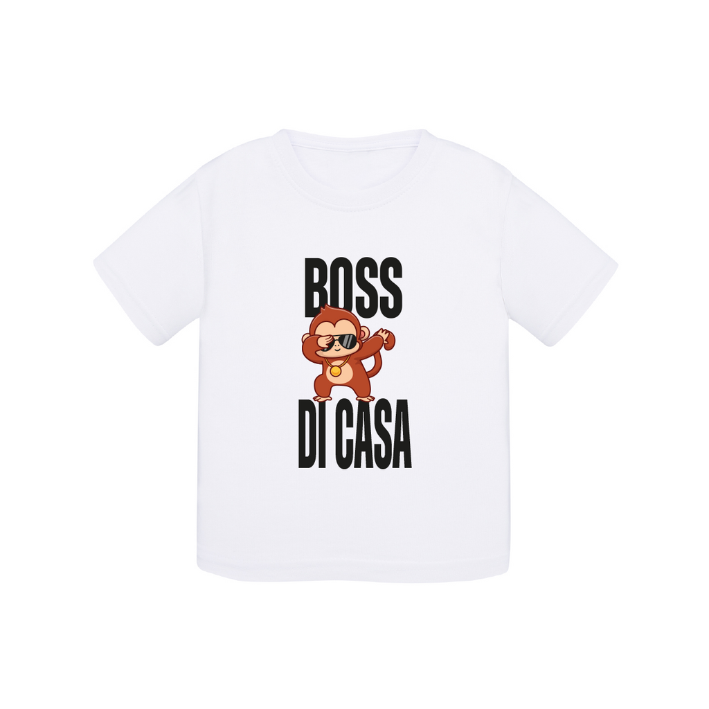 t-shirt neonato boss di casa colore white teelab