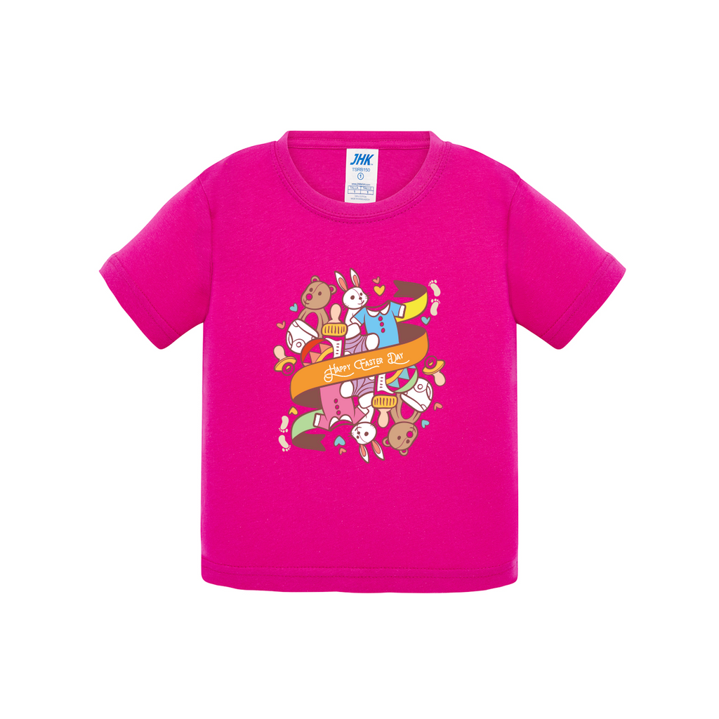 t-shirt neonato easter colore fucsia teelab