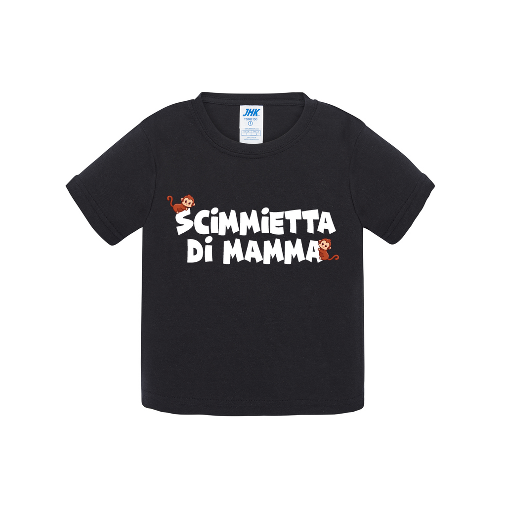 t-shirt neonato scimmietta di mamma colore black teelab