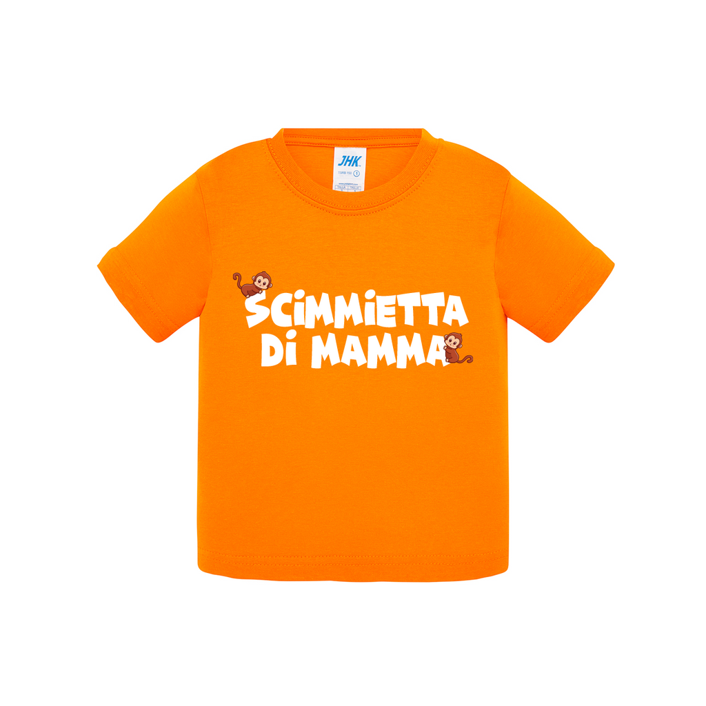 t-shirt neonato scimmietta di mamma colore orange teelab