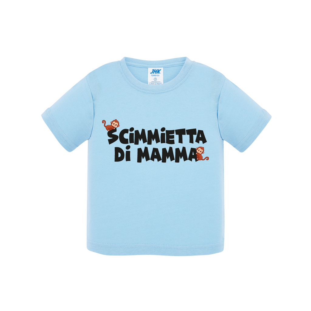 t-shirt neonato scimmietta di mamma colore sky teelab