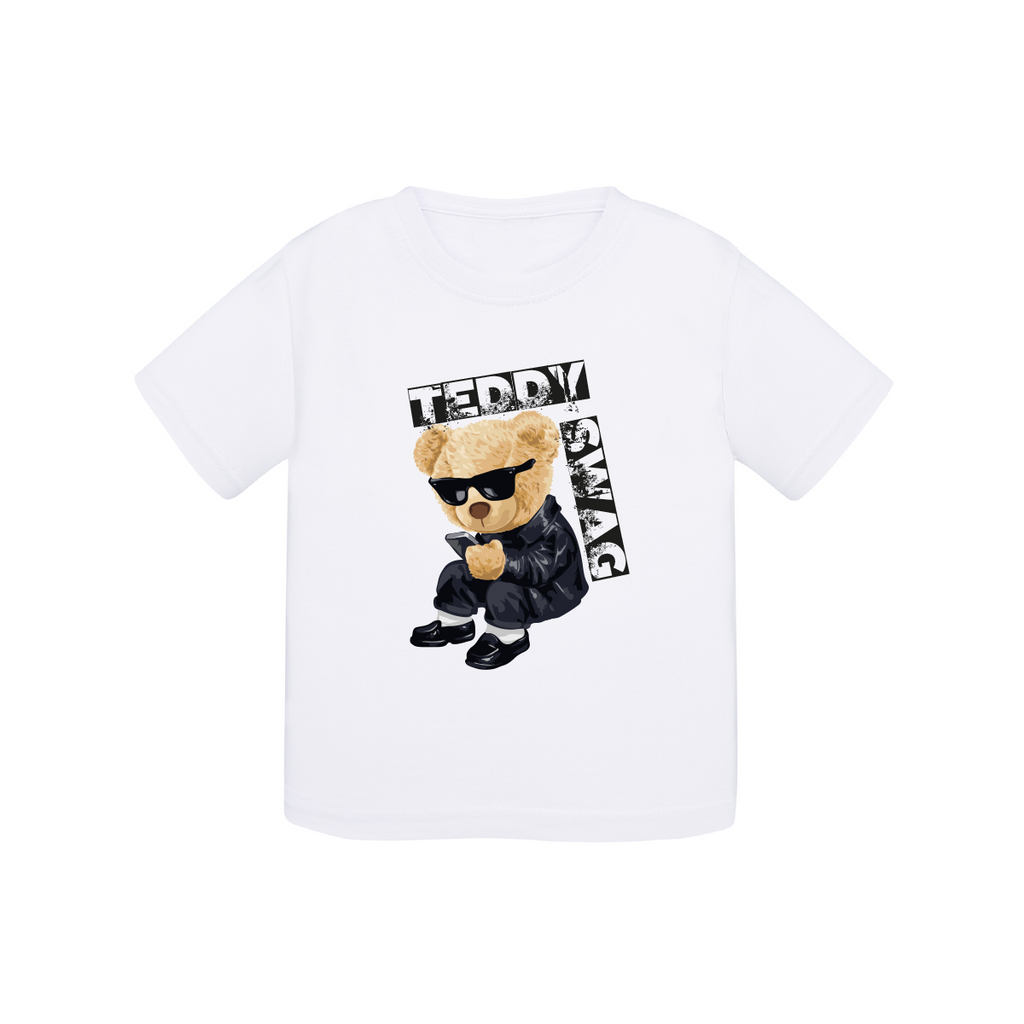 t-shirt neonato teddy swag colore white teelab