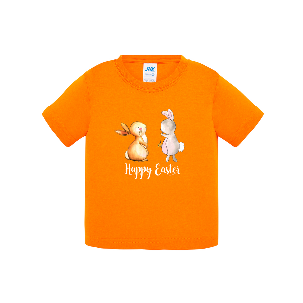 t-shirt neonato caccia all'uovo colore arancione teelab