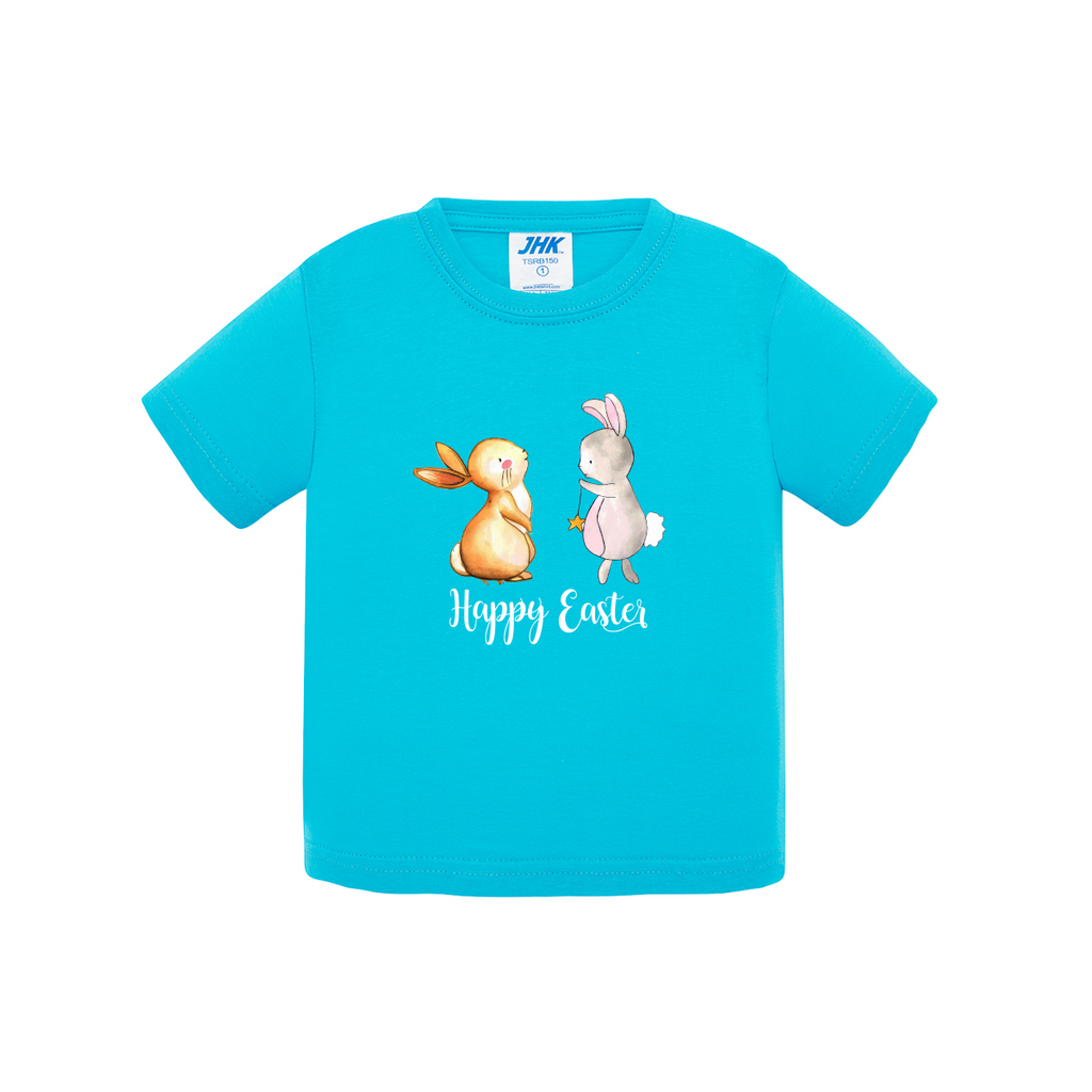 t-shirt neonato caccia all'uovo colore turchese teelab